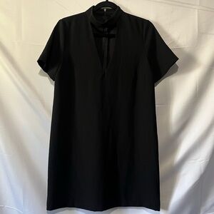 ZARA- Short Sleeve Mini Black Dress with V Cut Size M